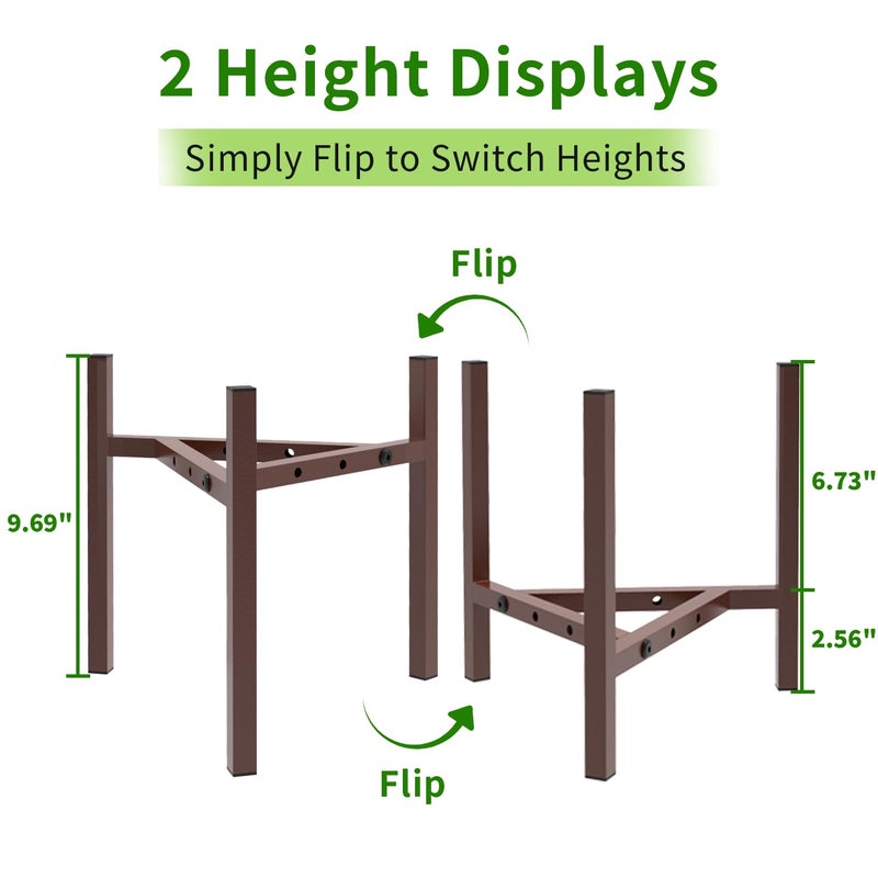 Airpark Aripark Plant Stand Indoor Adjustable  Metal Modern Plant Stands  Small Heavy Duty Stable Pot Flower Holder Indoor Outdoor Corner  Fit 8 9 10 11 12 Inch Pots  Reddish Brown (Pot & Plant Not Included) - Image 4