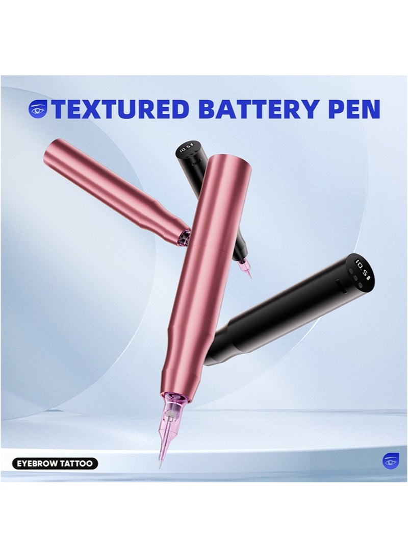 هالونهي مجموعة أقلام وشم الحواجب اللاسلكية، آلة مكياج الوشم، قلم تحديد الحواجب والشفاه، قلم دوار لمكياج التجميل لتحديد العيون والحواجب والشفاه (وردي) - Image 2