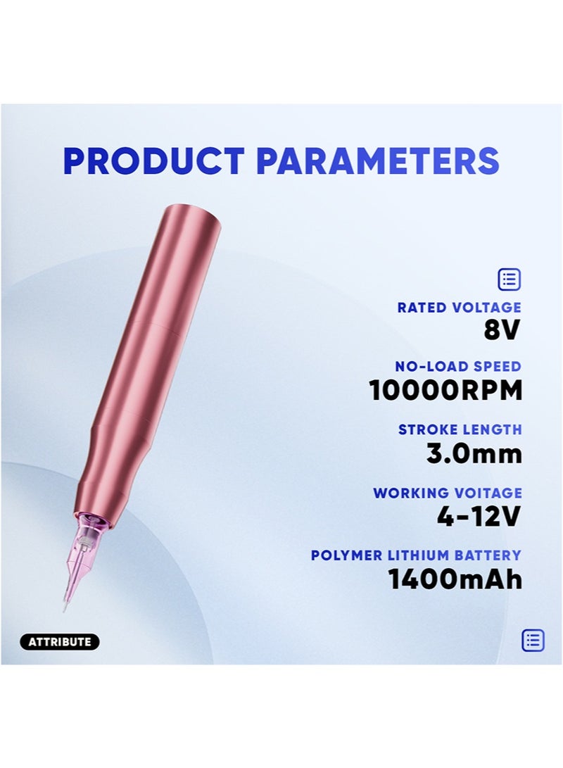 هالونهي مجموعة أقلام وشم الحواجب اللاسلكية، آلة مكياج الوشم، قلم تحديد الحواجب والشفاه، قلم دوار لمكياج التجميل لتحديد العيون والحواجب والشفاه (وردي) - Image 3