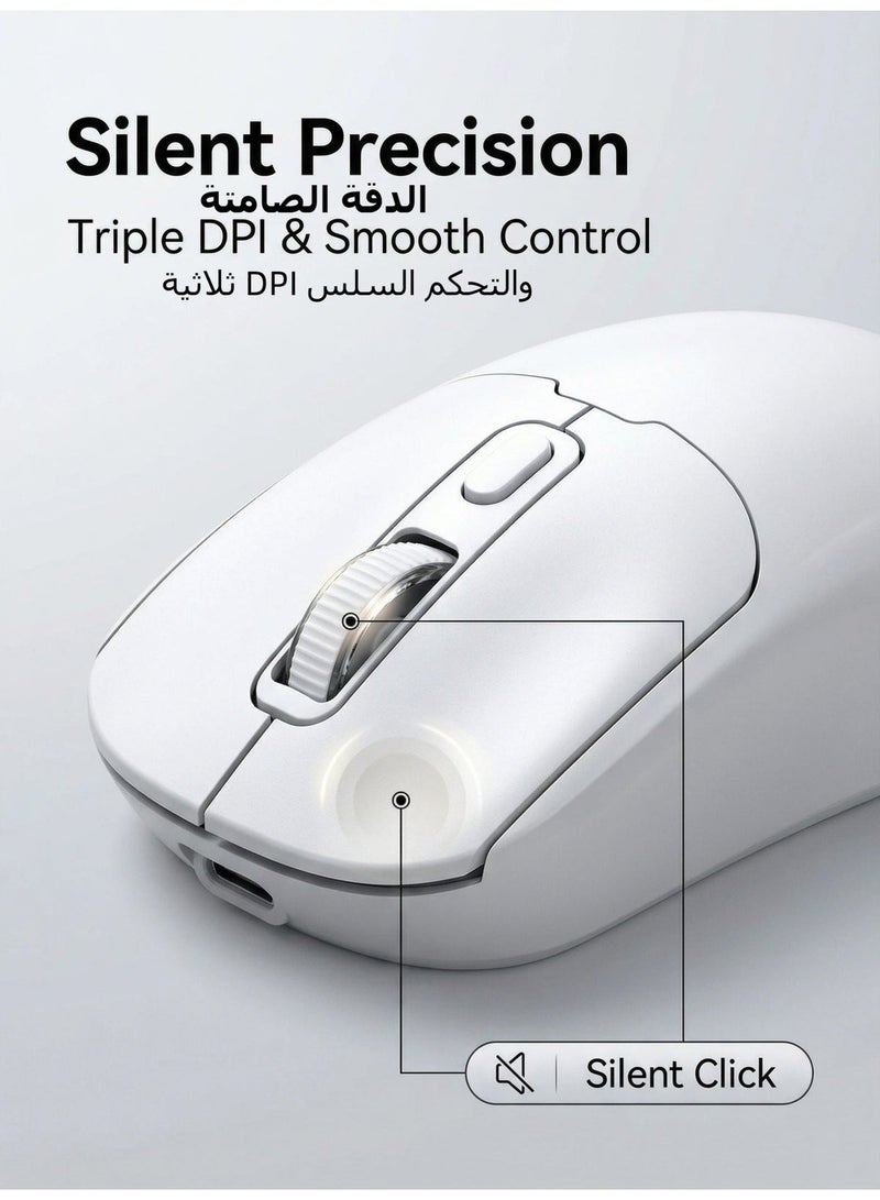 تي- وولف ماوس T-WOLF بلوتوث، ماوس مكتب لاسلكي ثنائي الوضع مع شحن لاسلكي وخاصية كتم الصوت وضبط DPI - Image 2