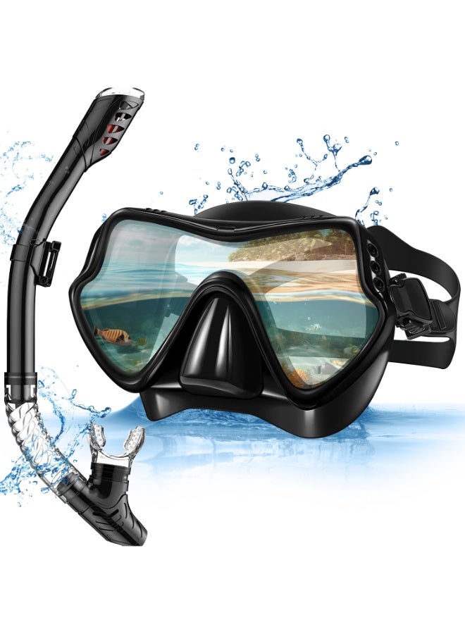 ناكسي فلاي قناع الغوص بالتنفس الجاف، قناع الغوص، مع أحدث نظام تنفس علوي جاف، نظارات غوص وتنظيف بزاوية 180 درجة، زجاج مقسى مضاد للضباب ومضاد للتسريب، معدات غوص للتنفس للبالغين والشباب - Image 1
