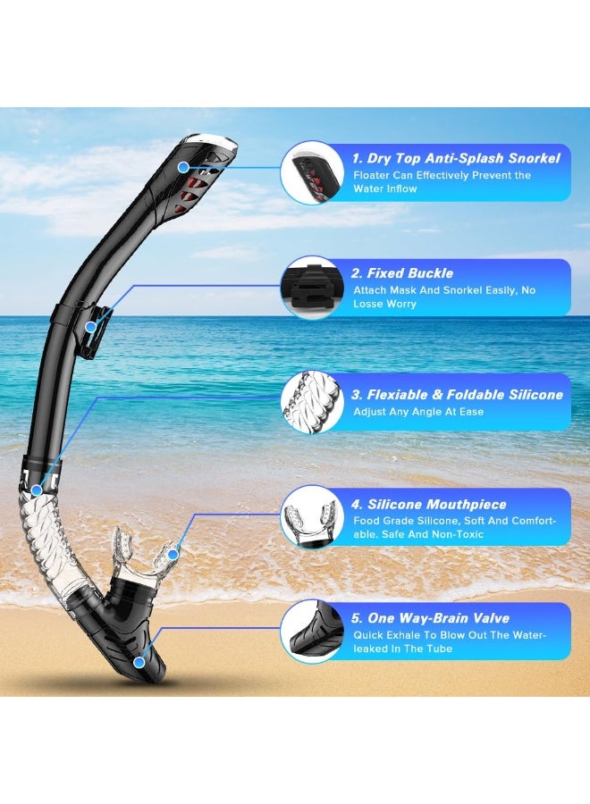 ناكسي فلاي قناع الغوص بالتنفس الجاف، قناع الغوص، مع أحدث نظام تنفس علوي جاف، نظارات غوص وتنظيف بزاوية 180 درجة، زجاج مقسى مضاد للضباب ومضاد للتسريب، معدات غوص للتنفس للبالغين والشباب - Image 5