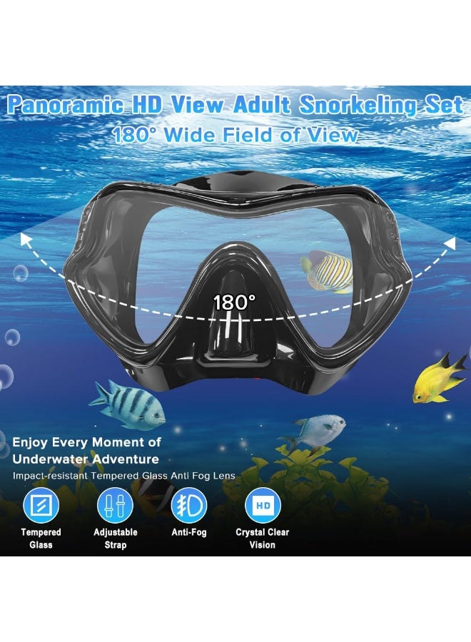 ناكسي فلاي قناع الغوص بالتنفس الجاف، قناع الغوص، مع أحدث نظام تنفس علوي جاف، نظارات غوص وتنظيف بزاوية 180 درجة، زجاج مقسى مضاد للضباب ومضاد للتسريب، معدات غوص للتنفس للبالغين والشباب - Image 3