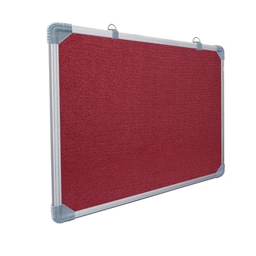 Eduway 2x2 Feet Notice Board/Pin Up Board/Bulletin Board/Display Board/Soft Board with High Resilience Foam Fabric for School, Office, Home with (20 Push-Up Pins)` (Maroon- 59x59 Cms.) - Image 1