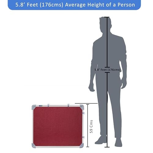 Eduway 2x2 Feet Notice Board/Pin Up Board/Bulletin Board/Display Board/Soft Board with High Resilience Foam Fabric for School, Office, Home with (20 Push-Up Pins)` (Maroon- 59x59 Cms.) - Image 4