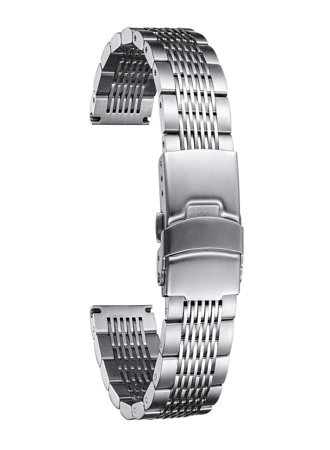 BINLUN Quick Release Replacement Watch Band Polished 15 Grids Stainless Steel Watch Strap for Unisex in 5 Colors and 4 Sizes(18/20/22/24mm) with Spring Bars and Adjustment Tool - Image 1