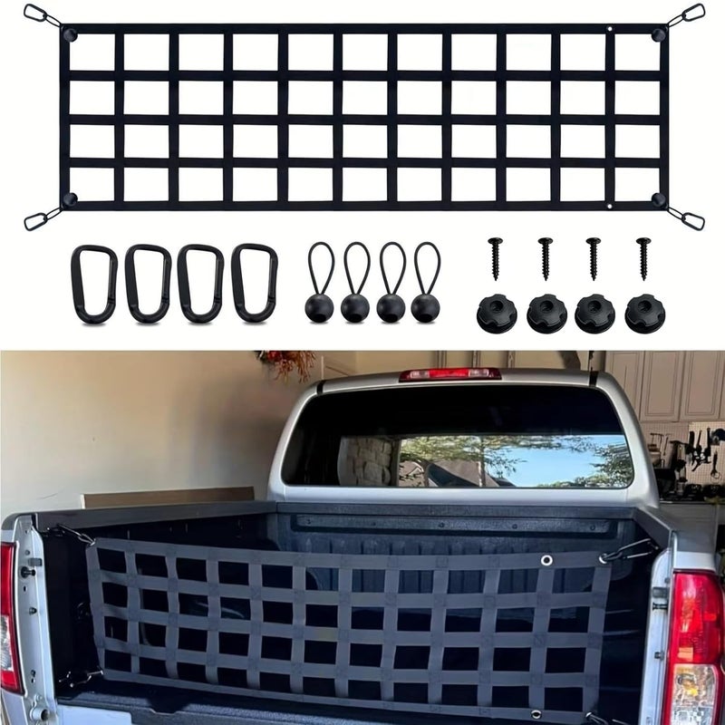 Wingsflee Tailgate Net - for Full Size Truck Cargo Net Compatible with Ford, Chevy, Dodge,Ram etc - Tail Gate Extender Nets for Pickup Truck Bed Accessories 60'' x 18'' (Black) - Image 1