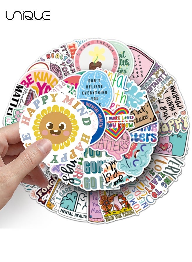 يونيك 50 قطع الصحة العقلية ملصقات اللغة الإنجليزية، ملصقات الفينيل للماء لزجاجات المياه الهاتف المحمول الكمبيوتر الغيتار، هدايا للمراهقين، الفتيات، المشجعين - Image 4