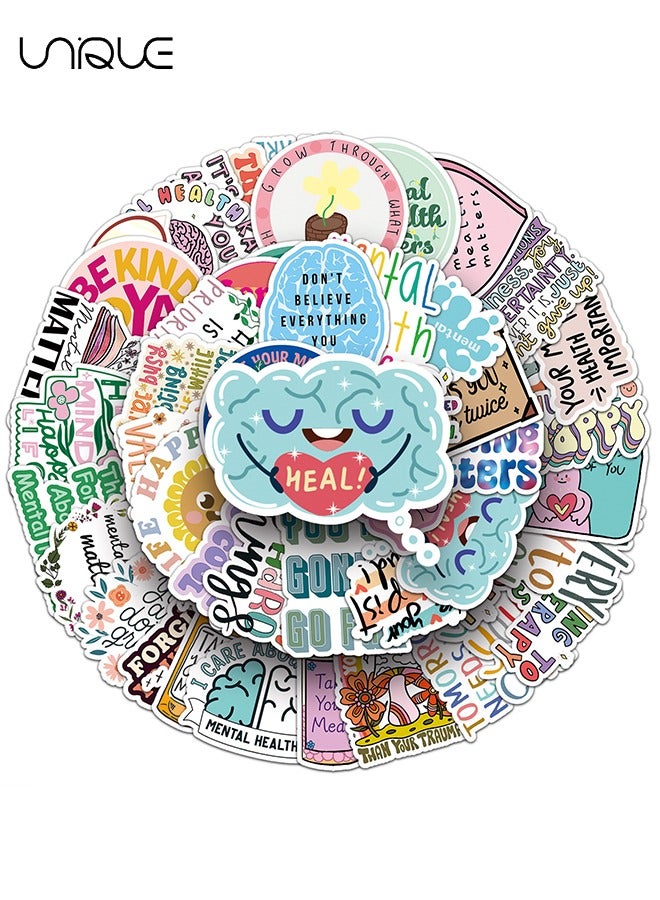 يونيك 50 قطع الصحة العقلية ملصقات اللغة الإنجليزية، ملصقات الفينيل للماء لزجاجات المياه الهاتف المحمول الكمبيوتر الغيتار، هدايا للمراهقين، الفتيات، المشجعين - Image 5