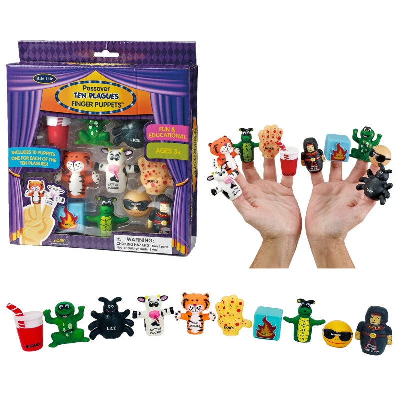 Rite Lite Jewish Holiday Learning Storytelling Passover 10 Plagues Finger Puppets Set 10 Vinyl Puppets for Each Plague Fun Educational Toy for Kids Ages 3 Ideal for Passover Seder Classroom - Image 4