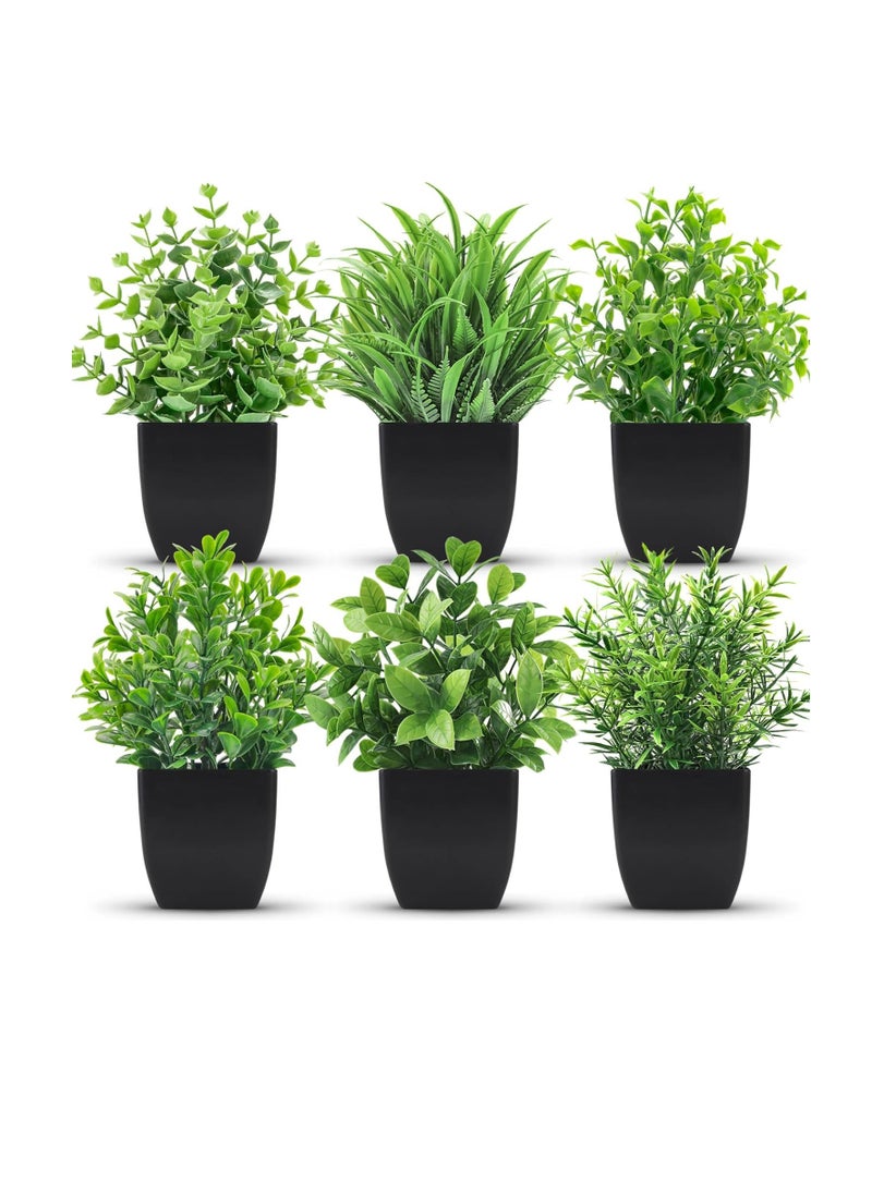 Generic 6 Pack Small Fake Plants Artificial Potted Faux Plants in Pot for Home Office Farmhouse Bathroom Shelf Decor Indoor 