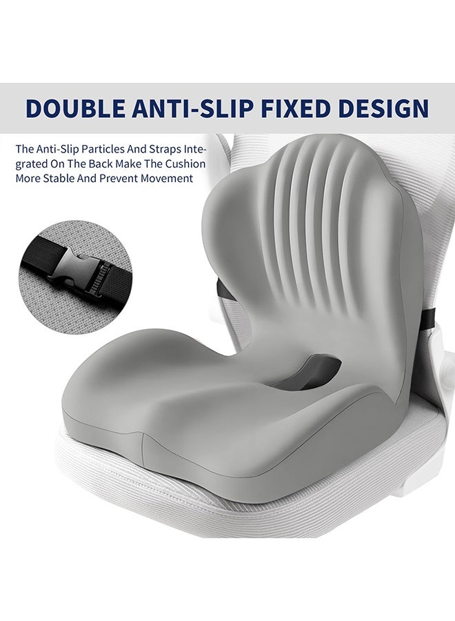 BOFAN Ergonomic Seat Cushion with Lumbar Support, Multi - Purpose Orthopedic Seat Pillow for Office Chair, Car, Dining Chair, Truck, Relief for Back, Hip, Leg Pain (Grey) - Image 4