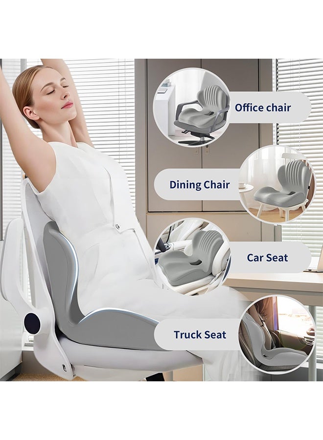 BOFAN Ergonomic Seat Cushion with Lumbar Support, Multi - Purpose Orthopedic Seat Pillow for Office Chair, Car, Dining Chair, Truck, Relief for Back, Hip, Leg Pain (Grey) - Image 2