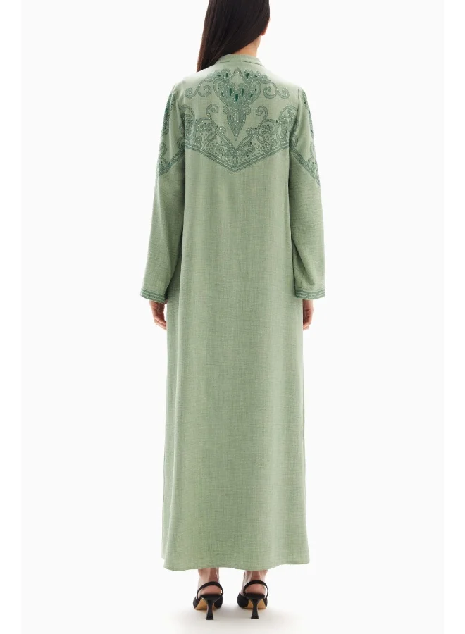 Wecre8 Sage Green Delicate Embroidered Abaya