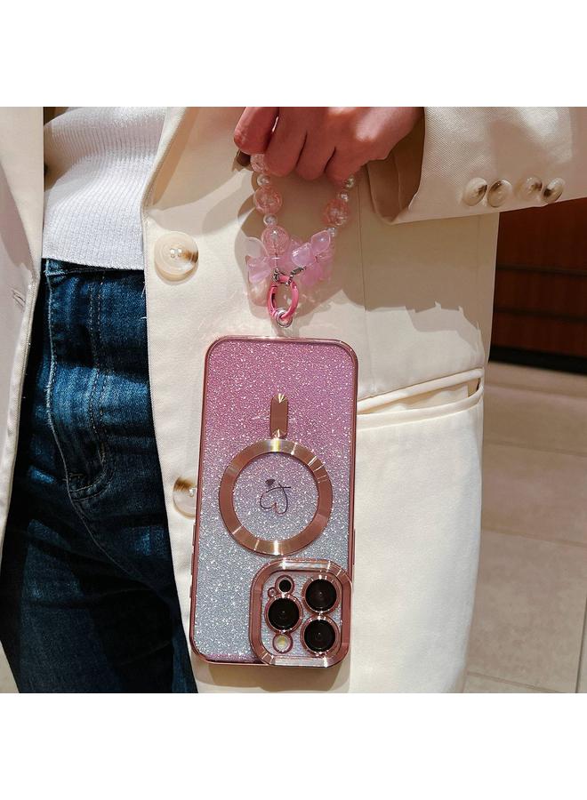 اس-توب جراب لهاتف iPhone 13 Pro Max من ألياف الكربون Magsafe TPU مع أساور لامعة متدرجة اللون - Image 2