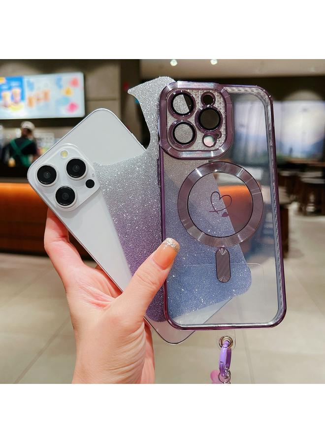 اس-توب جراب لهاتف iPhone 13 Pro Max من ألياف الكربون Magsafe TPU مع أساور لامعة متدرجة اللون - Image 4