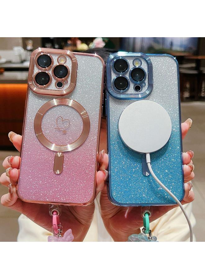 اس-توب جراب لهاتف iPhone 13 Pro Max من ألياف الكربون Magsafe TPU مع أساور لامعة متدرجة اللون - Image 5