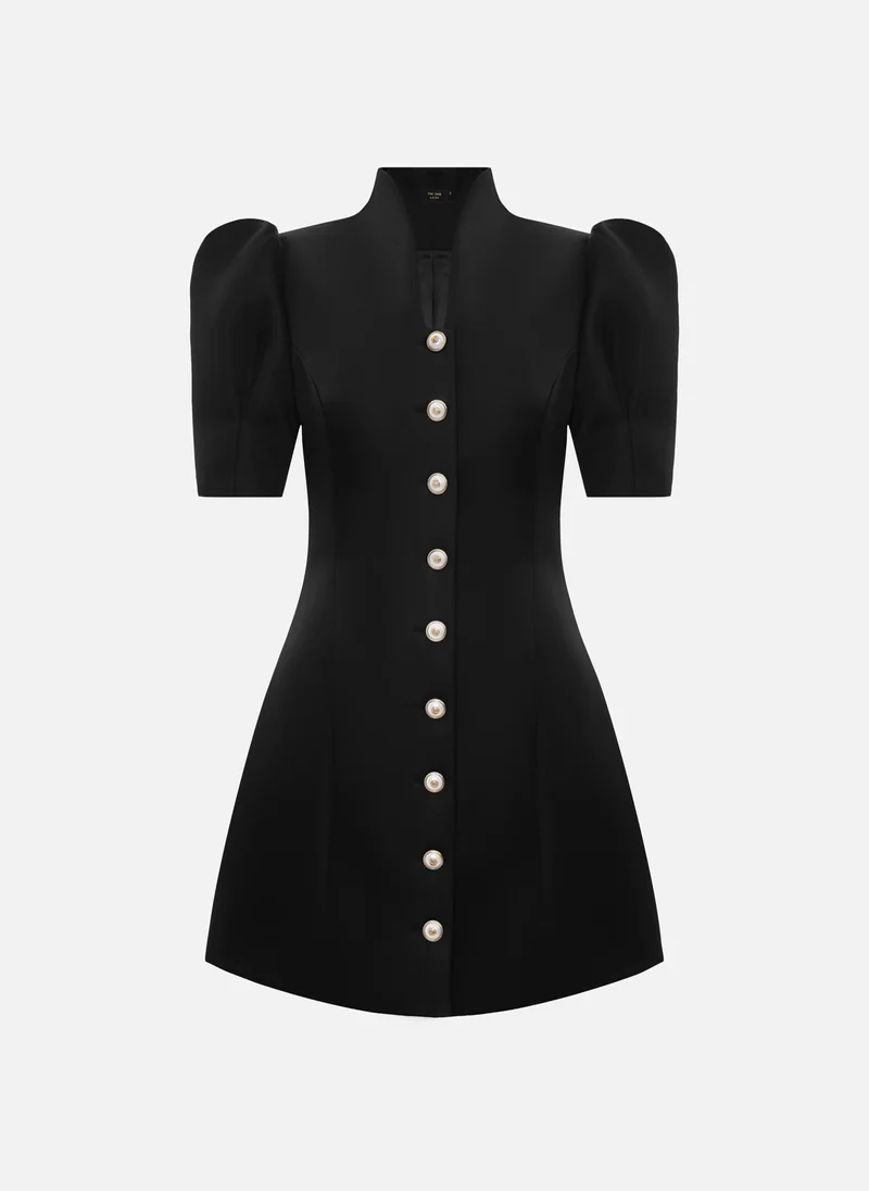 Lichi Smooth fabric mini dress with voluminous sleeves