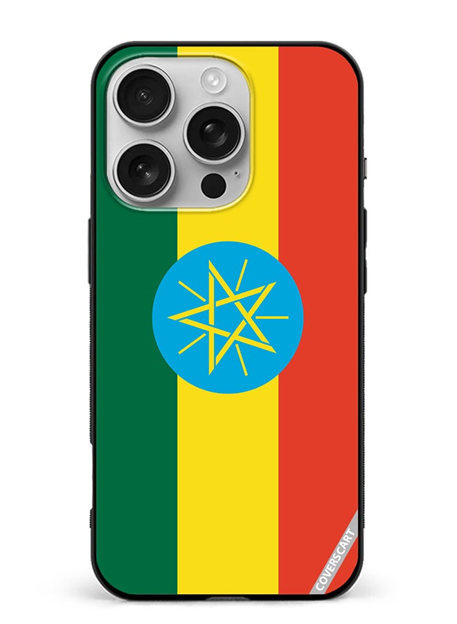 Protective Case Cover For Apple iPhone 16 Pro Ethiopia Flag Design Multicolour