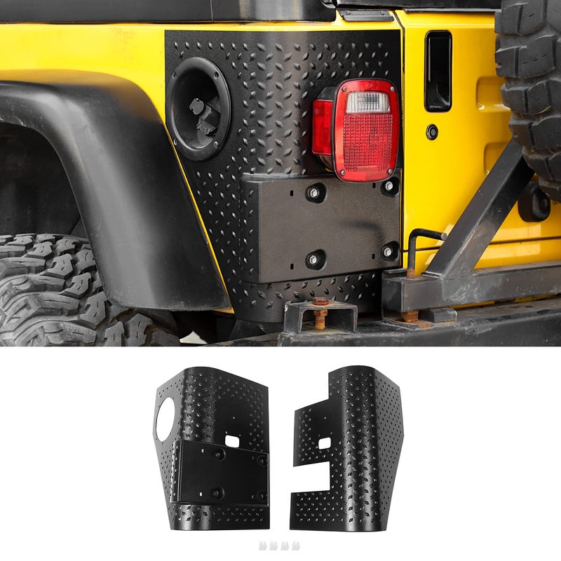 Jimen Compatible with Jeep Wrangler TJ 19972006 2PCS Plastic Rear Body Corner Panels