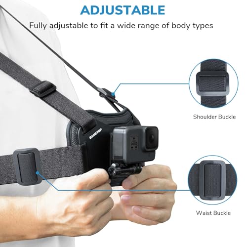 Sametop Chest Mount Harness Strap Body Mount Chesty Compatible with GoPro Hero 13 12 11 10 9 8 7 6 5 Session AKASO DJI Osmo Action Cameras - Balance Stability and Comfort Performance - Image 4