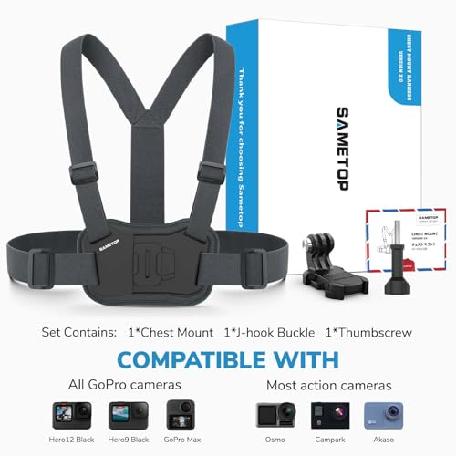 Sametop Chest Mount Harness Strap Body Mount Chesty Compatible with GoPro Hero 13 12 11 10 9 8 7 6 5 Session AKASO DJI Osmo Action Cameras - Balance Stability and Comfort Performance - Image 5