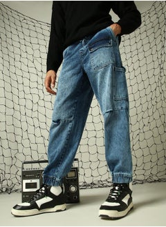 Hubberholme Men's Indigo Jogger Jeans - Comfortable and Trendy Loose Fit  - Image 2