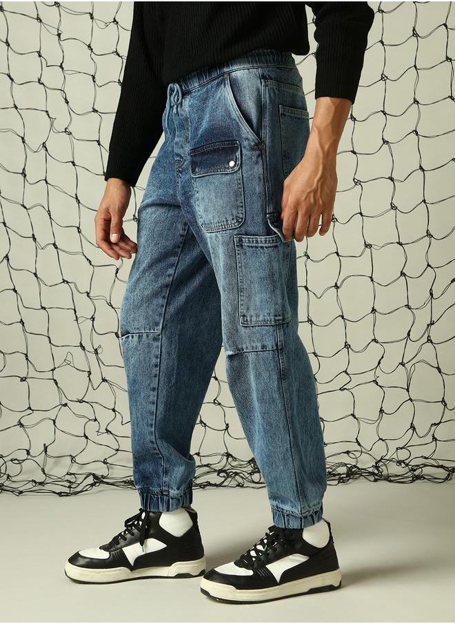 Hubberholme Men's Indigo Jogger Jeans - Comfortable and Trendy Loose Fit  - Image 3