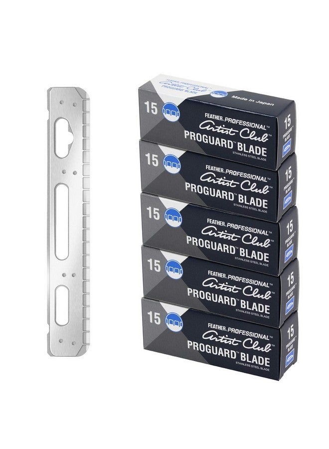 Feather Eather Artist Club Proguard Razor Blades (5 Pack Of 15) Single Straight Edge Razor Blades With Guard Refills For Shaving For Men & Barbers - Image 1