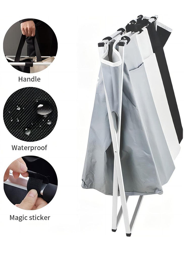 Perfii Three-Section Foldable Laundry Hamper Basket - Durable, Lightweight, and Horizontally Stable - Image 3