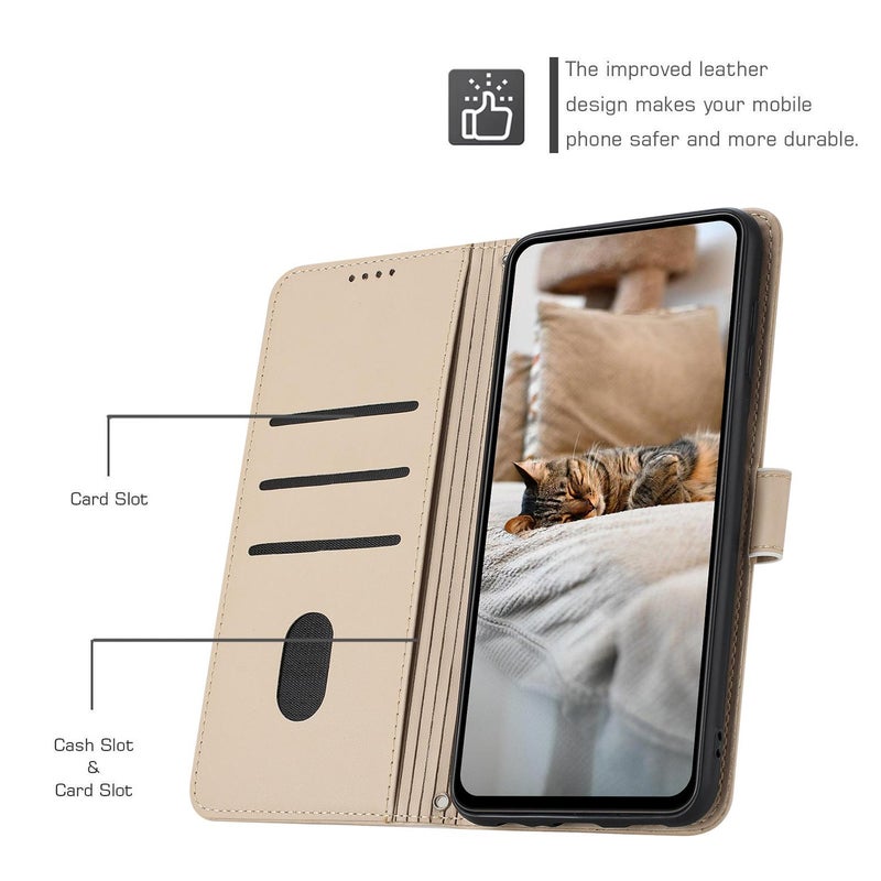 HuHa Case Cover For Tecno Camon 40 4G Embossed Kitten Phone Leather Case with Lanyard(Beige) - Image 5