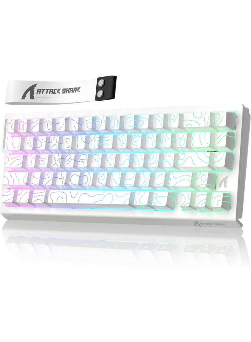 Attack Shark X68 HE 8000Hz Rapid Trigger Keyboard, 0.01mm RT Accuracy Wired Gaming Keyboard with Magnetic Switch, Adjustable Actuation, Rapid Trigger, Snap Tap, RGB Lighting for PC/Mac, White Contours - Image 1