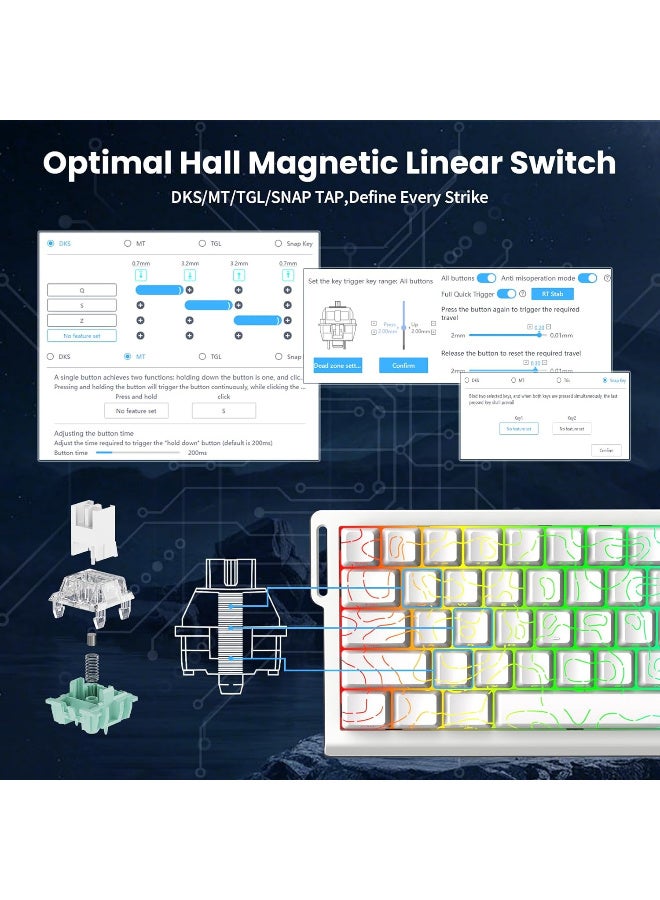 Attack Shark X68 HE 8000Hz Rapid Trigger Keyboard, 0.01mm RT Accuracy Wired Gaming Keyboard with Magnetic Switch, Adjustable Actuation, Rapid Trigger, Snap Tap, RGB Lighting for PC/Mac, White Contours - Image 2