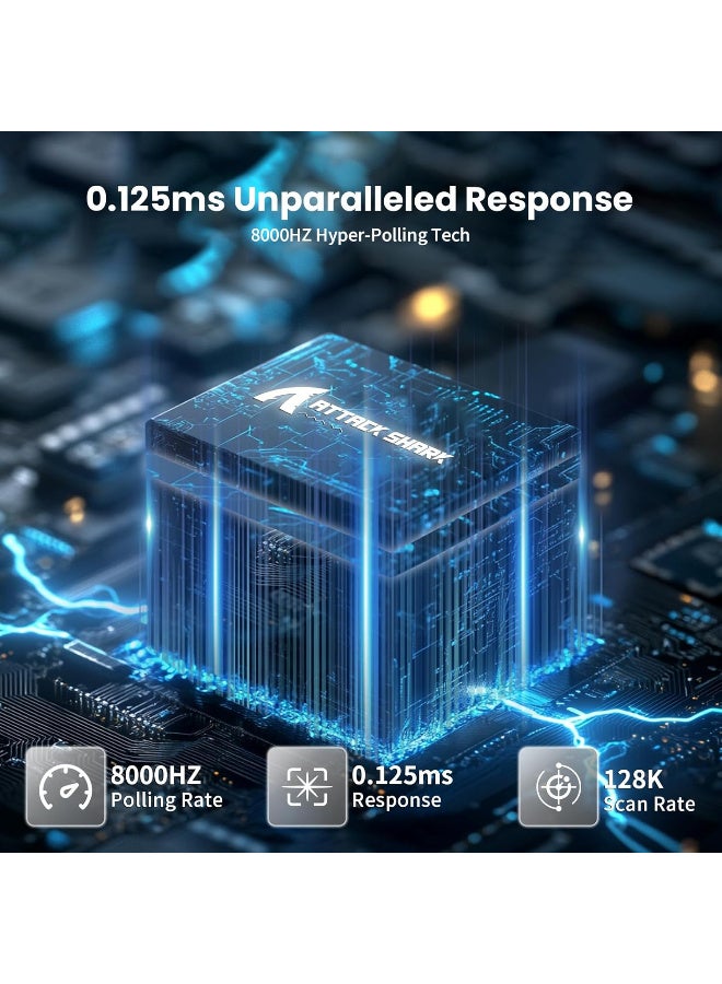 Attack Shark X68 HE 8000Hz Rapid Trigger Keyboard, 0.01mm RT Accuracy Wired Gaming Keyboard with Magnetic Switch, Adjustable Actuation, Rapid Trigger, Snap Tap, RGB Lighting for PC/Mac, White Contours - Image 3