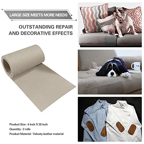 Azobur Velvet Repair Patch, Self-Adhesive Flannel Fabric Patch, Multi Colors, Microfiber Patch，Can be Used to Patch Sofas, Car Seats, Handbags, Jacket Holes and Tears (Light Khaki) - Image 2