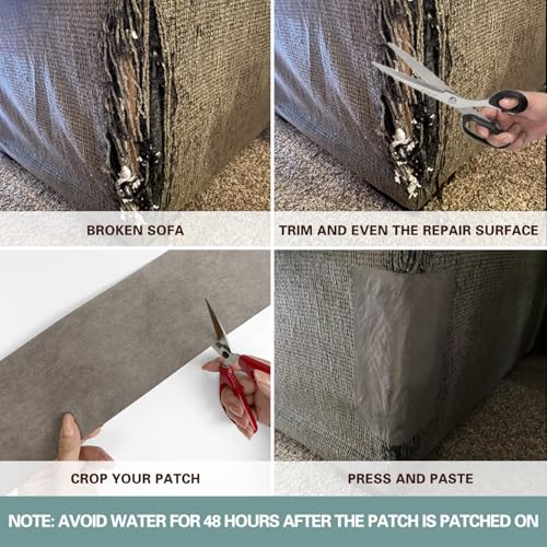 Azobur Velvet Repair Patch, Self-Adhesive Flannel Fabric Patch, Multi Colors, Microfiber Patch，Can be Used to Patch Sofas, Car Seats, Handbags, Jacket Holes and Tears (Light Khaki) - Image 4
