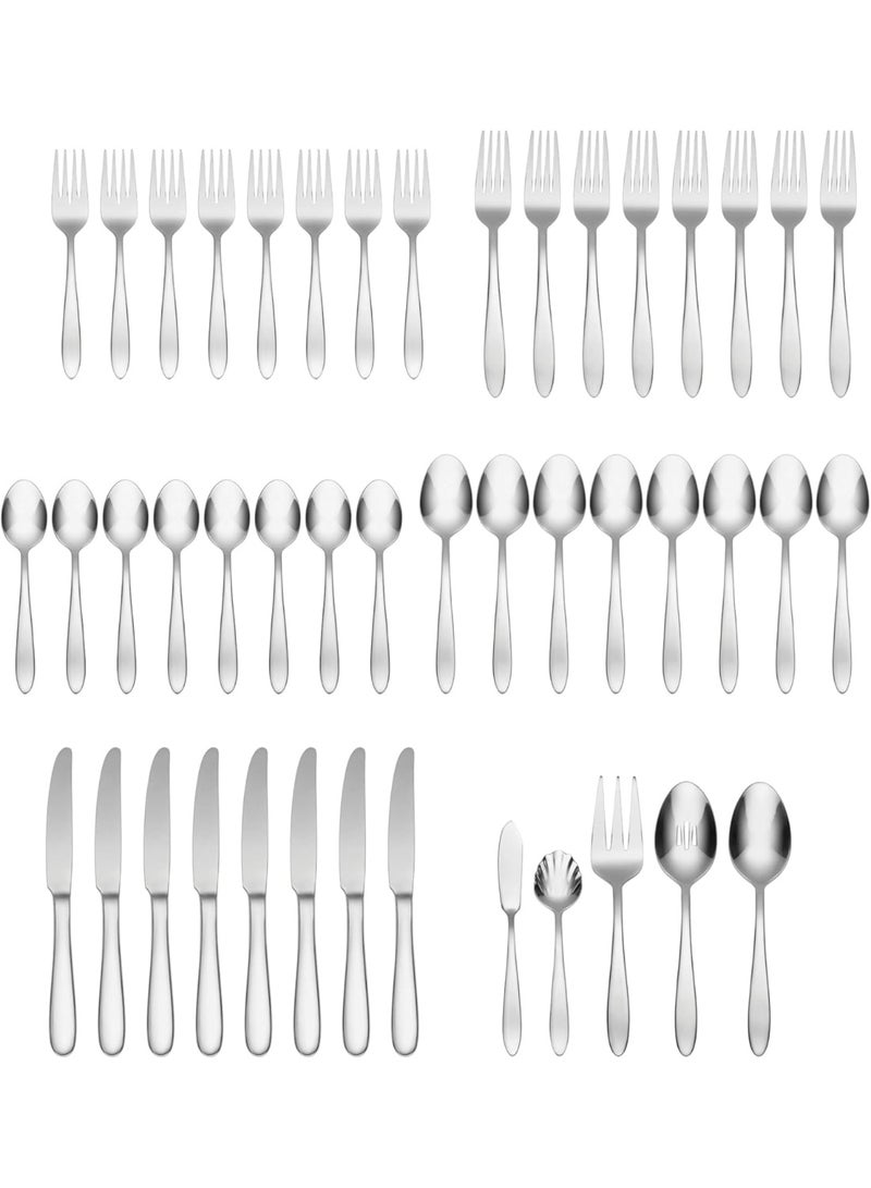 Oneida B336045A Mooncrest 45-Piece Flatware Set, Service for 8,Silver,45 Piece - Image 2