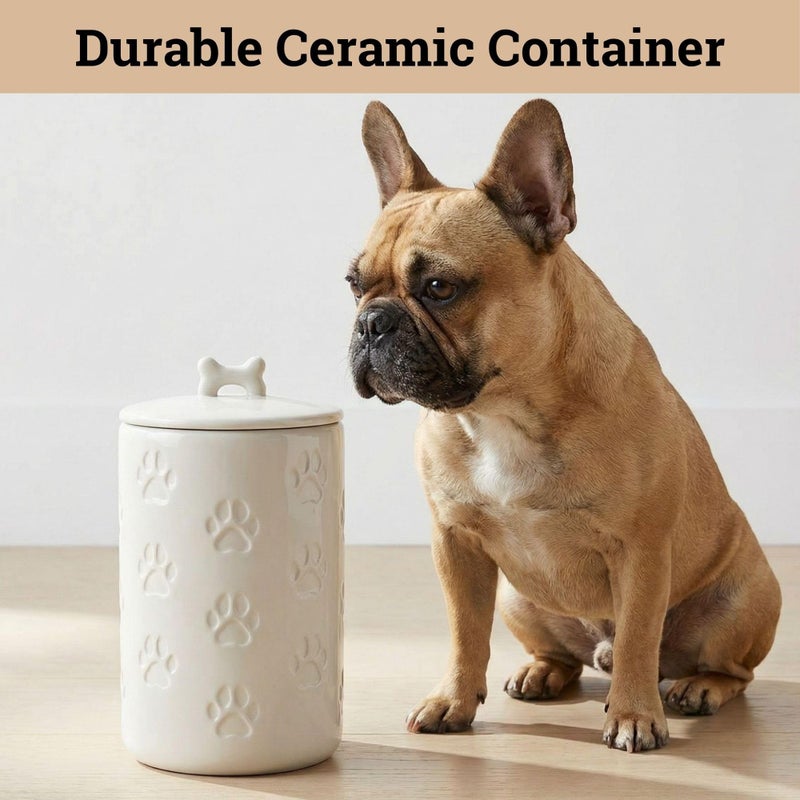 HB Design Co. Dog Treat Container Airtight - 5 Inch Wide x 9 Inch Tall Ceramic Dog Treat Jar for Kitchen Counter with Airtight Lid - 7 Cup Capacity Pet Treat Container - Cute Doggie Cookie Jar - Big Treats Canister - Image 5