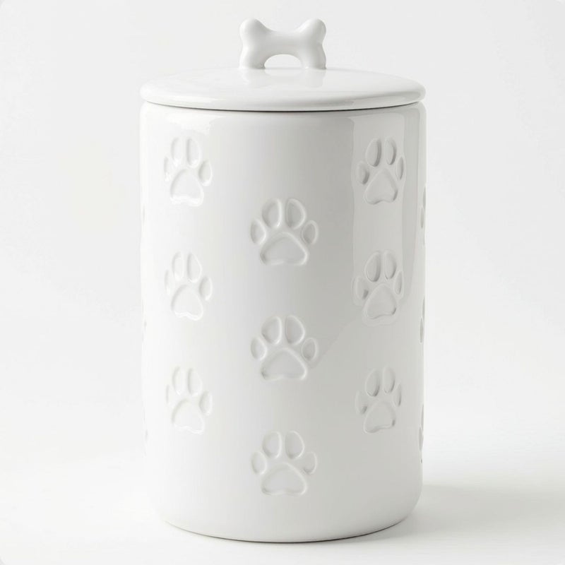HB Design Co. Dog Treat Container Airtight - 5 Inch Wide x 9 Inch Tall Ceramic Dog Treat Jar for Kitchen Counter with Airtight Lid - 7 Cup Capacity Pet Treat Container - Cute Doggie Cookie Jar - Big Treats Canister - Image 1
