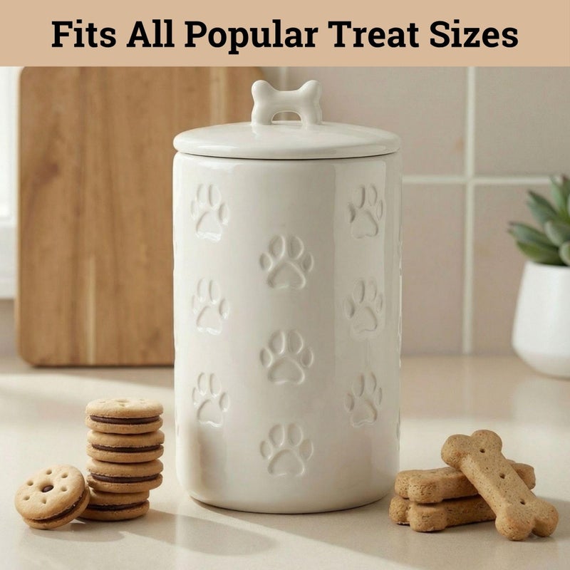 HB Design Co. Dog Treat Container Airtight - 5 Inch Wide x 9 Inch Tall Ceramic Dog Treat Jar for Kitchen Counter with Airtight Lid - 7 Cup Capacity Pet Treat Container - Cute Doggie Cookie Jar - Big Treats Canister - Image 3
