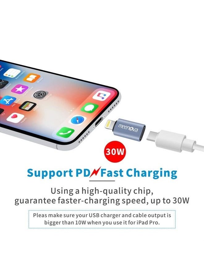 Meenova 30W, USB C Female to iOS 16 PD Fast Charge Adapter Compatible with iPhone 14 13 12 11 Pro Max, Xs,Xr, 8P, iPad Air Mini, Convert MacBook Type-C Charging Cable to iPad, Data Sync,Holder,Case,Key Chain  - Image 3