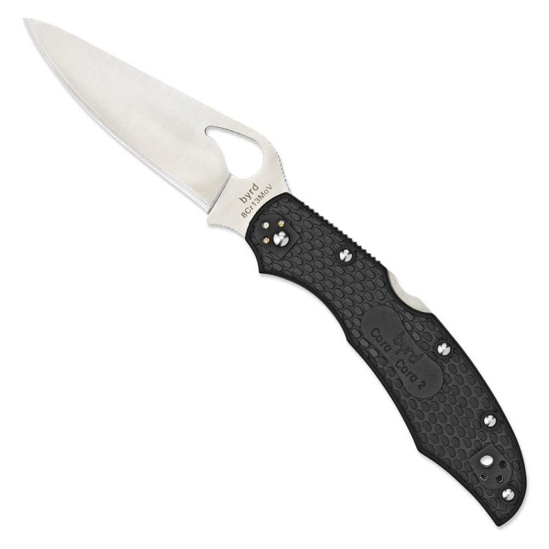 Spyderco سكين سبايدركو بيرد كار كار 2 خفيف الوزن بشفرة من الفولاذ المقاوم للصدأ بطول 3.75 بوصة ومقبض FRN غير قابل للانزلاق باللون الأسود - بلاين إيدج - BY03PBK2 - Image 1