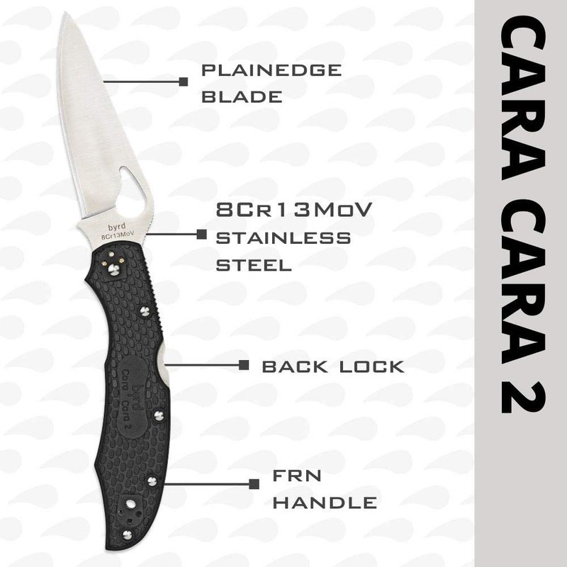 Spyderco سكين سبايدركو بيرد كار كار 2 خفيف الوزن بشفرة من الفولاذ المقاوم للصدأ بطول 3.75 بوصة ومقبض FRN غير قابل للانزلاق باللون الأسود - بلاين إيدج - BY03PBK2 - Image 3