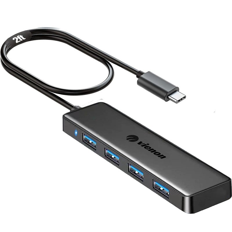 VIENON USB C Hub with 4 USB 3.0 Female Ports, USB C Splitter USB Extender for C Port Laptop, iMac Pro, MacBook, iPad Pro, Dell, Acer, HP, ASUS, Printer, Camera,Keyborad, Mouse etc-2ft - Image 1