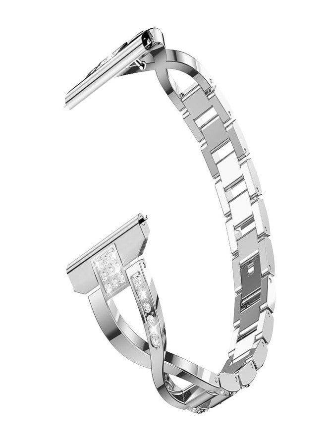 Sankel Compatible for Garmin Venu 4 45mm/Venu 3/Venu 2/Vivoactive 4 Bands, Women 22mm Quick Release Metal Bling Jewelry Rhinestone Wristband Band for Forerunner 570 47mm/Forerunner 265/255 (Silver) - Image 2