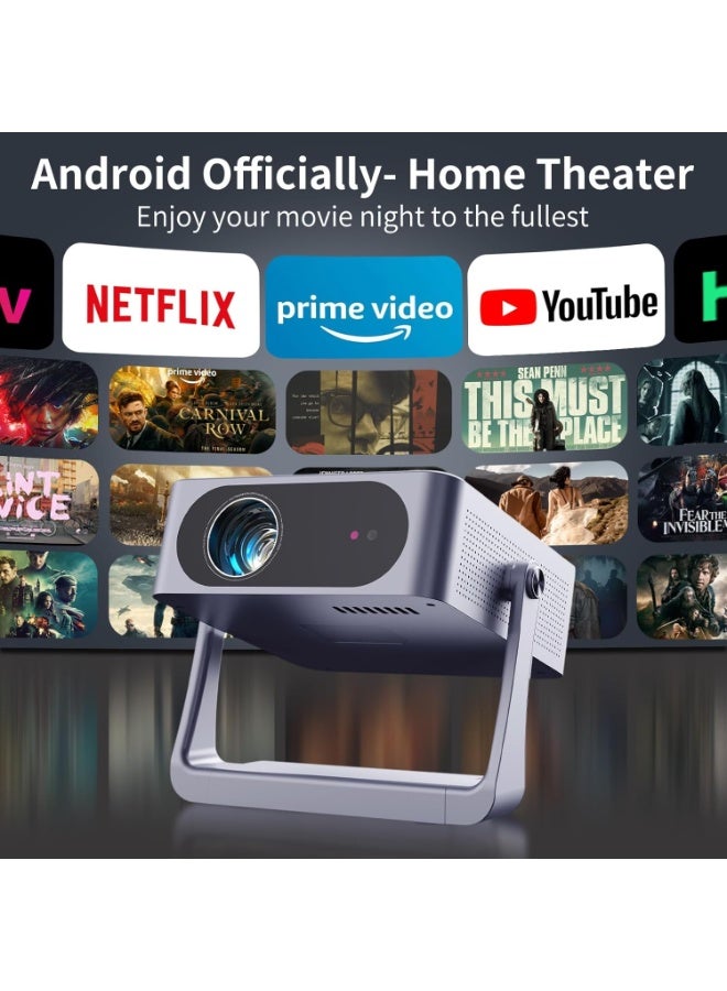 Projector [Auto Focus/Keystone & Gimbal Stand] with Android TV,700ANSI WiFi6 Bluetooth Native 1080P Projectors,4K Support Smart Movie Projector,Home Theater for Phone/TV Stick/HDMI/USB - Image 3