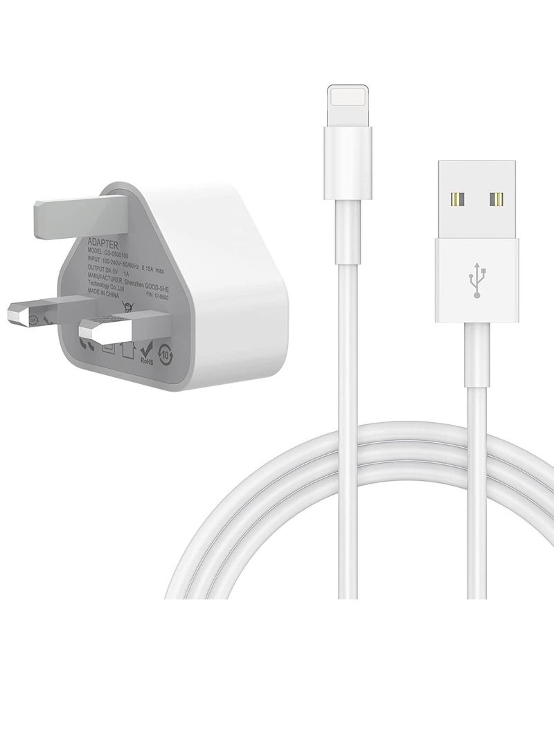 5V 1A Power Adapter Supply, USB Charger Cable and Plug Compatible for i Phone 5S, 6, 6S, 6 Plus, 6S Plus, 7, 7 Plus, 8, 8 Plus, XS, X, XS Max, 11, XR,  - Image 1