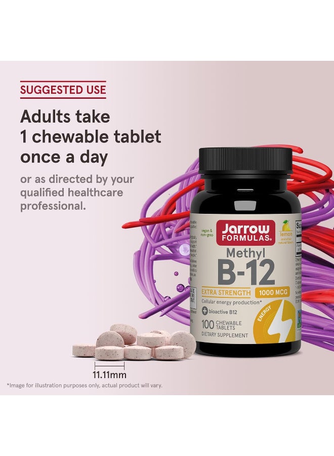 jarrow formulas Methyl B-12, Extra Strength, Lemon, 1,000 mcg, 100 Chewable Tablets - Image 3