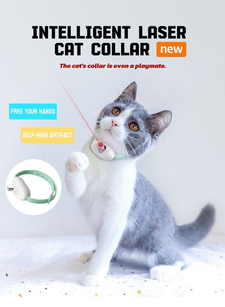 Smart Laser Cat Collar - Self-Entertainment Toy for Cats - Multi-Angle Adjustable & Washable Pet Toy (Green) - Image 1