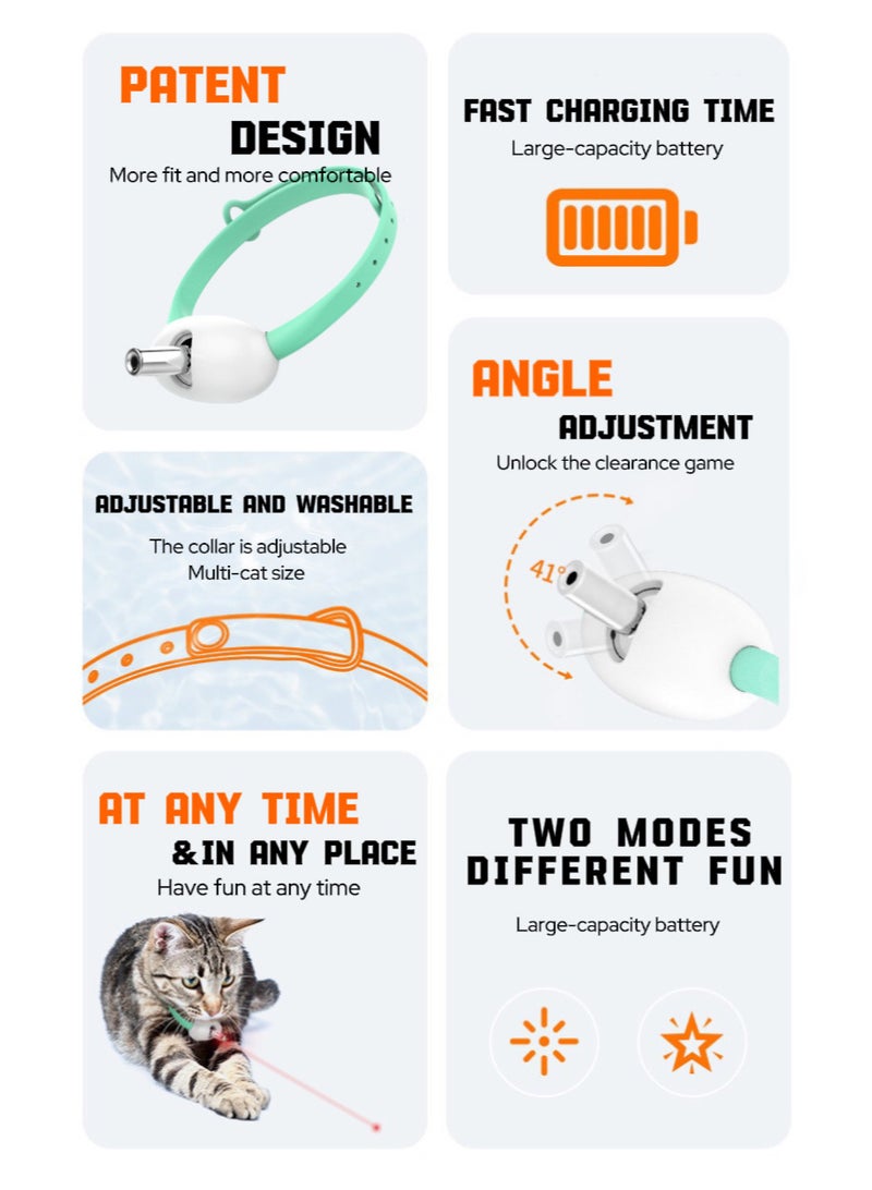 Smart Laser Cat Collar - Self-Entertainment Toy for Cats - Multi-Angle Adjustable & Washable Pet Toy (Green) - Image 5